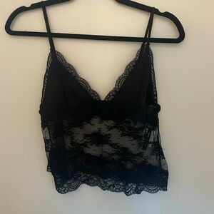 Black lace crop top